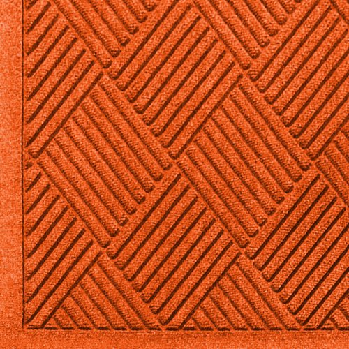 Premium M+A Matting WaterHog Diamond Commercial-Grade Entrance Mat - Heavy Duty Indoor/Outdoor Doormat with Fabric Border, Quick Drying & Stain Resistant - Orange, 3' x 6' - Perfect for High Traffic Areas, Offices, Schools, and Retail Stores