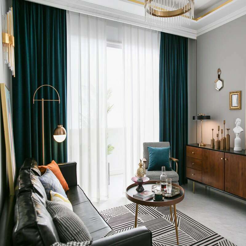 Luxury Blackout Velvet Curtains - Deep Teal Green - Thermal Insulated & Noise Reducing Window Drapes for Bedroom, Living Room & Home Theater