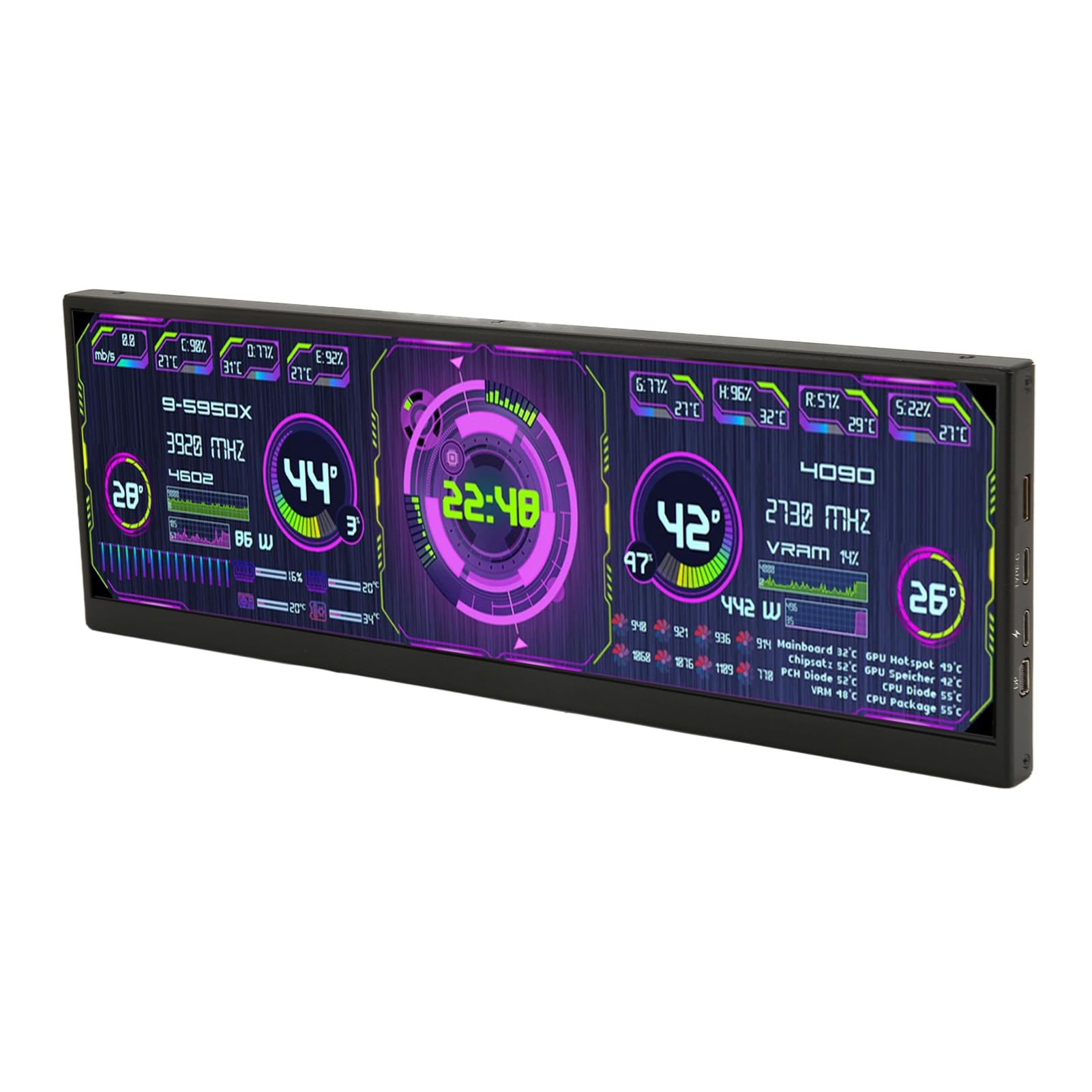 Tbest 64 Sub CPU GPU DisplayCuter Case - 12.7 Inch Portable 4K 120Hz IPS Monitor with SnFHD Second Screen | HD Multimedia Interface for Laptop | Perfect for Gaming, Video Editing & Multi-Tasking