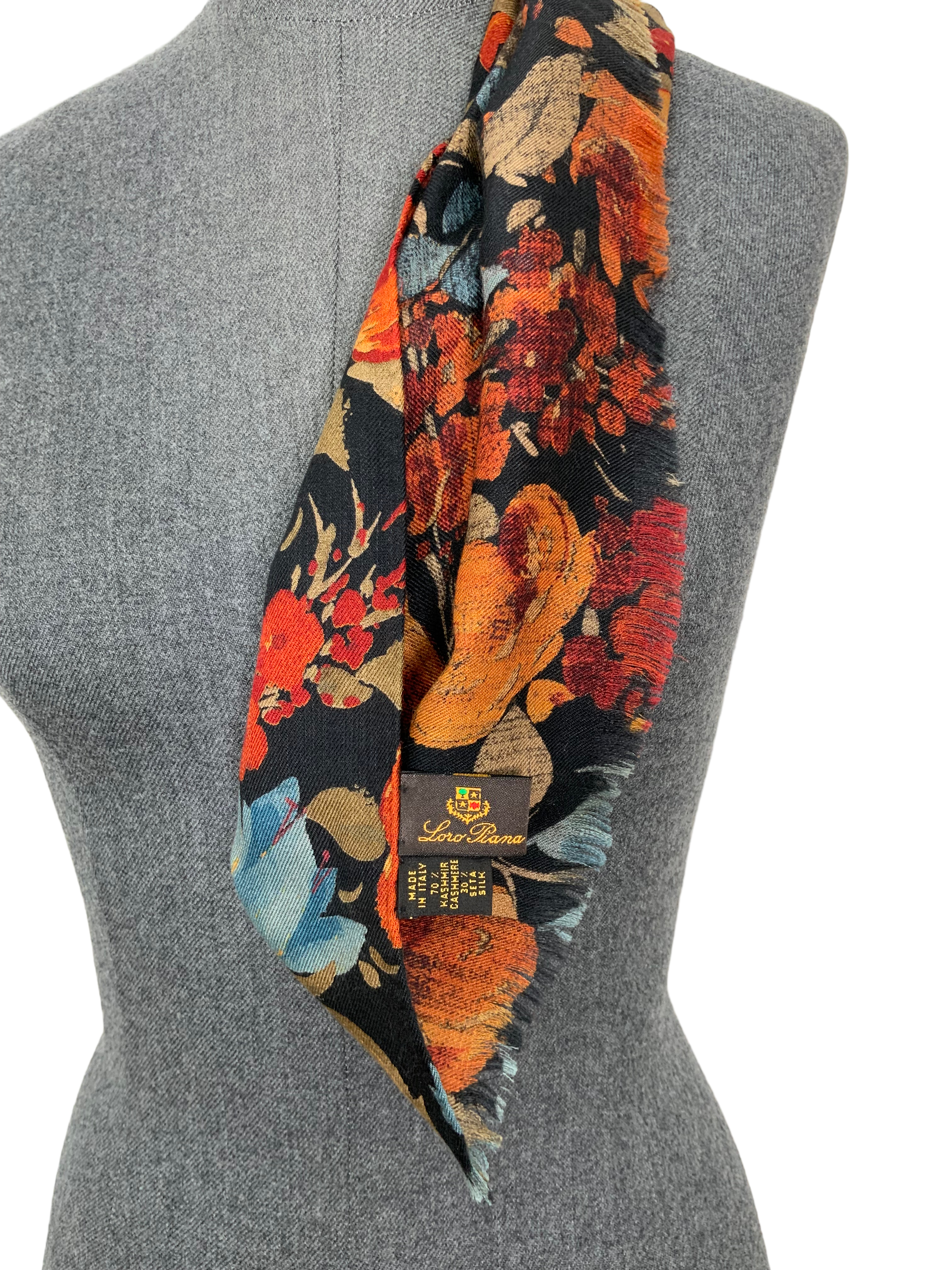 Luxury Loro Piana Cashmere Silk Scarf with Fringe Trim - Soft Oblong Winter Shawl for Women & Men - Perfect for Office, Travel and Special Occasions