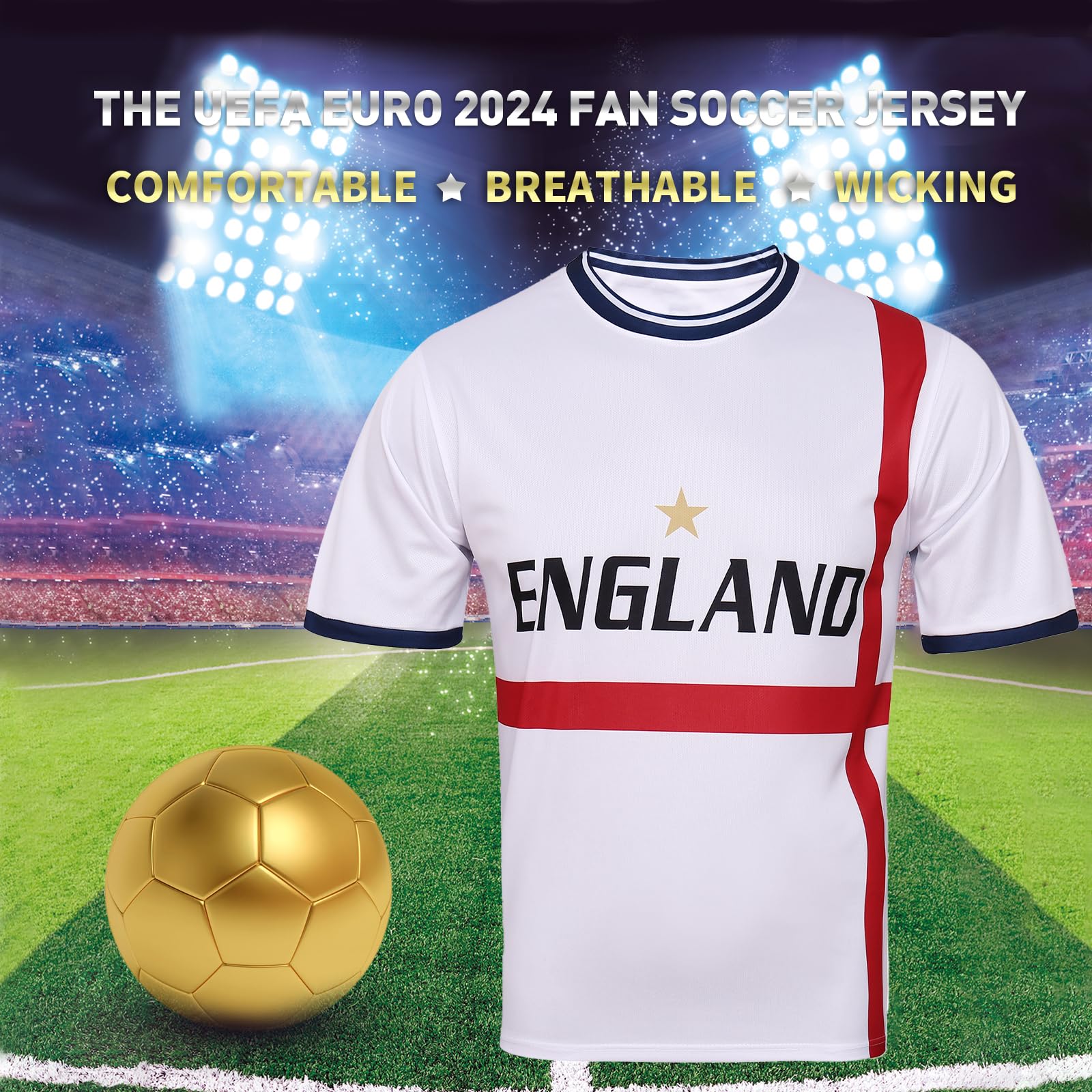 UEFA Euro 2024 Official Fan Soccer Jerseys - France, Germany, England, Spain, Croatia & Portugal National Team Jerseys for Men & Women | Perfect for Match Days, Football Parties & Fan Collections