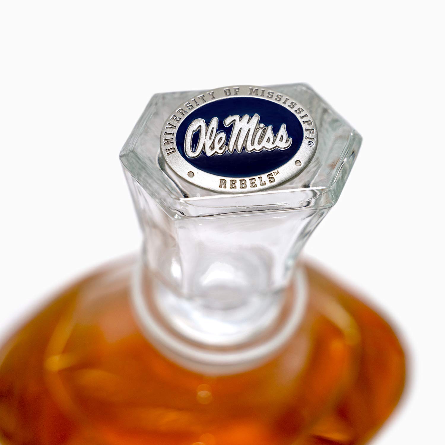 Ole Miss Mississippi Capitol Whiskey Decanter - 24oz Premium Glass Liquor Decanter with Airtight Stopper | Handcrafted Pewter Accents | Perfect for Bourbon, Scotch & Whiskey Gifts | Elegant Home Bar & Office Decor