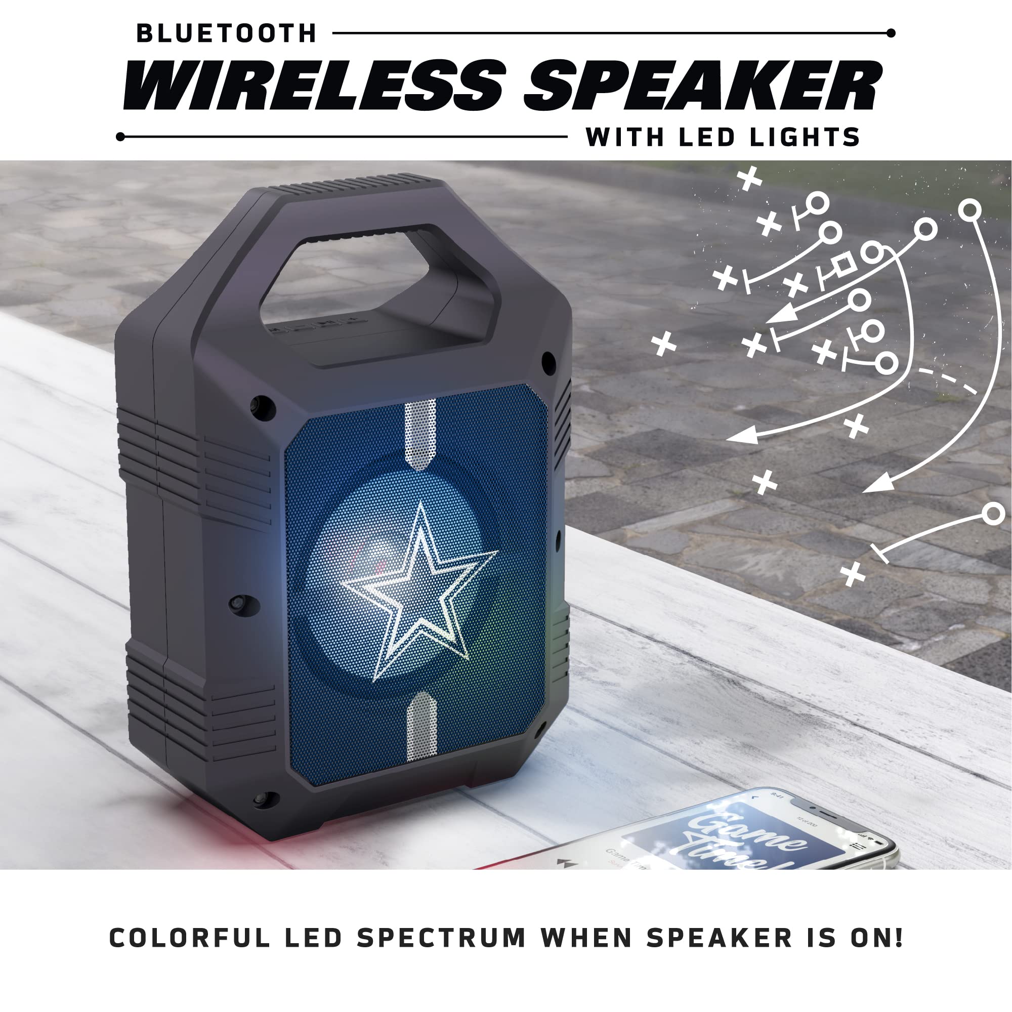 SOAR NFL Unisex ShockBox XL Wireless Bluetooth Speaker - Portable Outdoor Speaker for Parties, Travel, Sports & Home Use