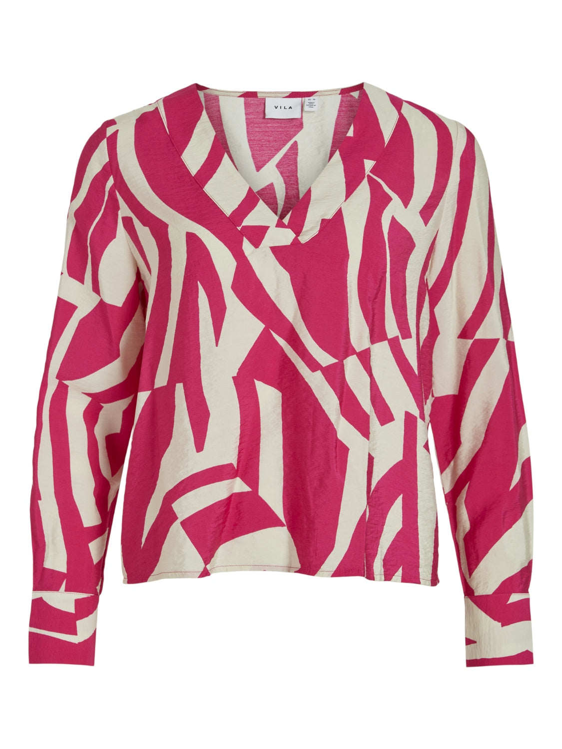 Ido V Neck Top Women's Blouse - Cabaret & Birch Colors - Perfect for Office Wear, Casual Outfits & Evening Events