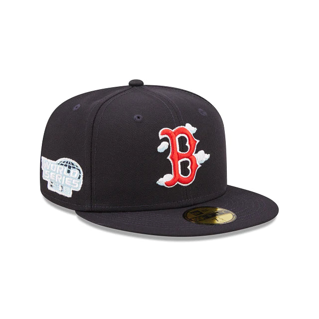 Boston Red Sox 2004 World Series Championship Comic Cloud Navy 59FIFTY Fitted Baseball Cap for Men - Perfect for Game Day, Sports Events & Fan Collections