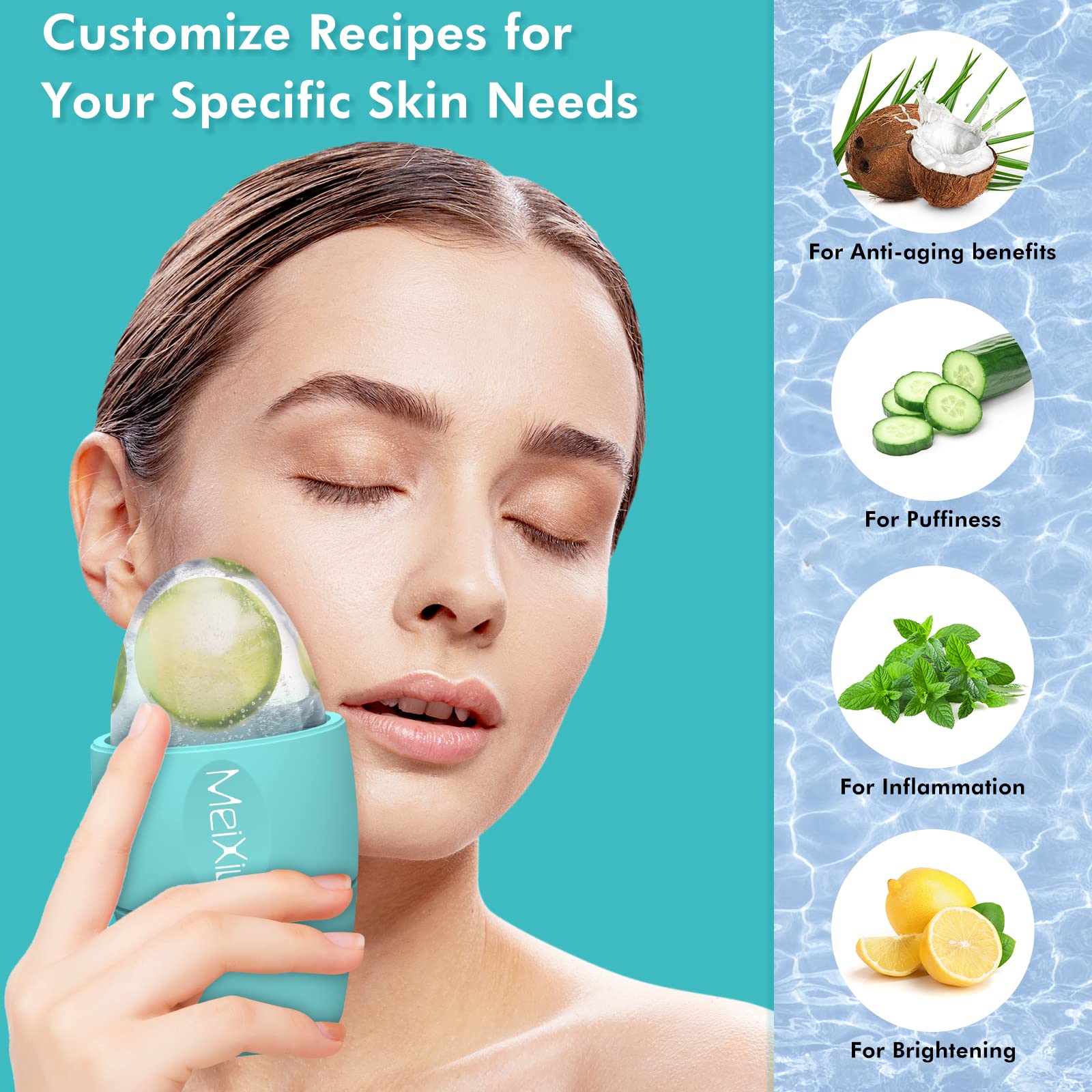 Ice Roller for Face and Eyes - Cooling Facial Massager to Reduce Puffiness, Dark Circles & Migraine Pain Relief - Skin Care Tool for Anti-Aging & Minor Injury Recovery - Perfect for Morning Routine, Post-Workout & Spa Days