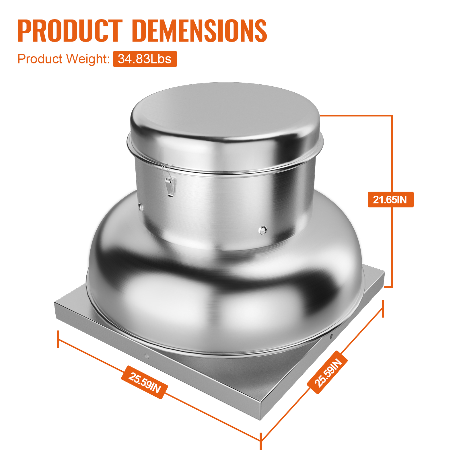 GARVEE 1400 CFM High-Speed Direct Drive Centrifugal Roof Exhaust Fan - Upgraded Motor, 25.59