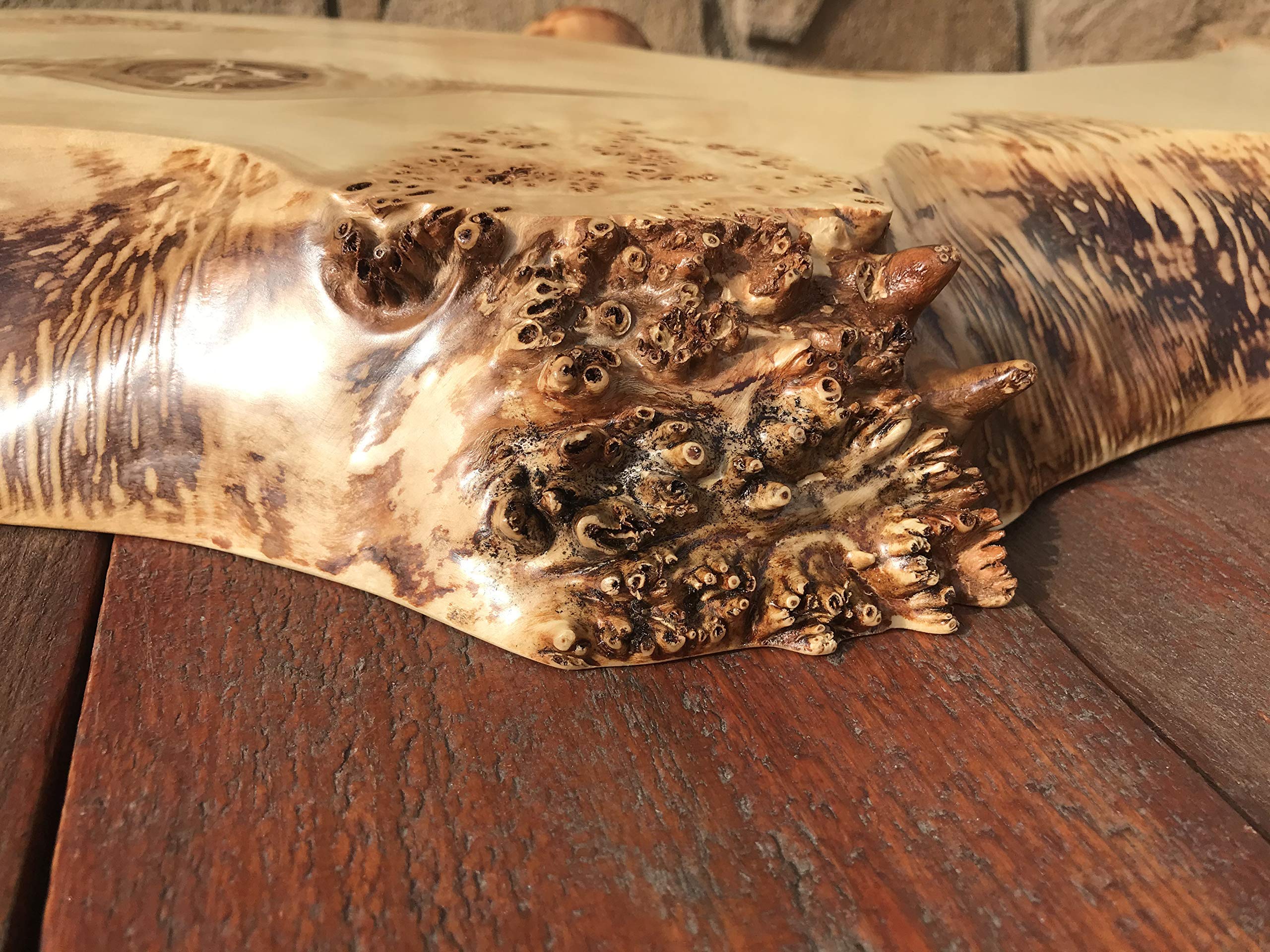 Handcrafted Poplar Burl Live Edge Table Top - Natural Wood Slab for Dining Room, Kitchen Island, or Rustic Home Decor
