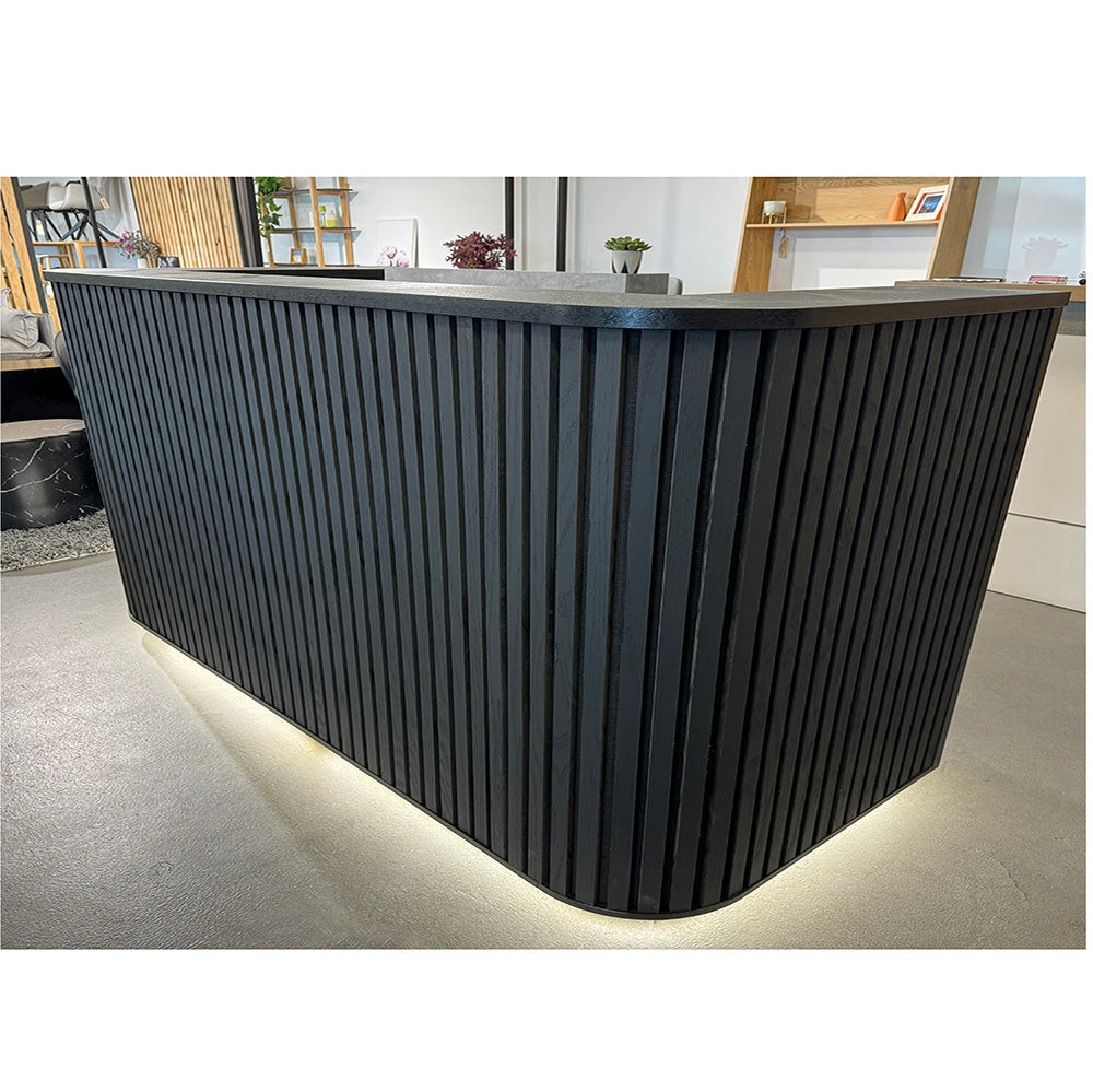 Modern HALO Reception Desk 240cm - Sleek Black Office Furniture for Professional Spaces | Perfect for Corporate Lobbies, Hotels & Business Centers