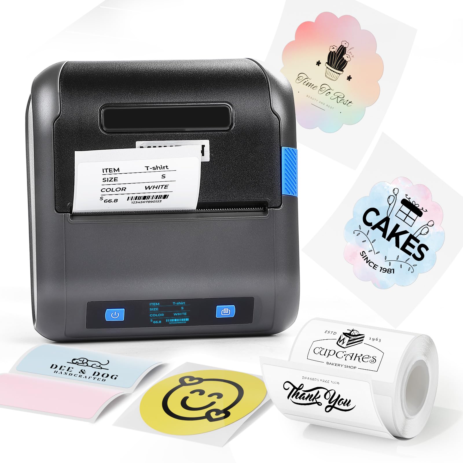 MUNBYN 3 Inch Bluetooth Thermal Label Printer - 5H Battery Life, Compatible with Receipts & Labels (1.96