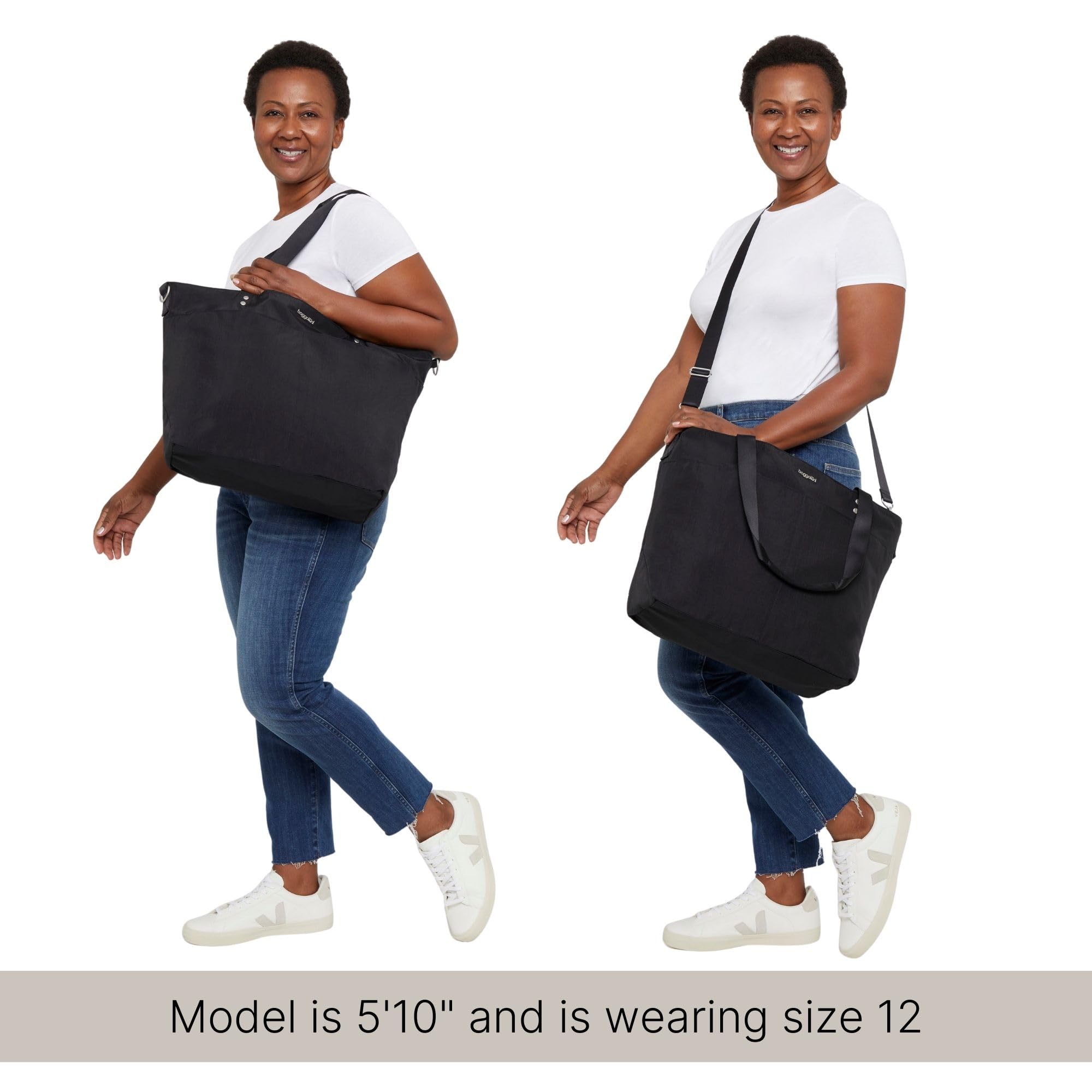 Large Lightweight Nylon Tote Bag for Women - Spacious Carryall Weekender with Zipper Top & Luggage Sleeve - Perfect for Travel, Beach, Work and Gym Use