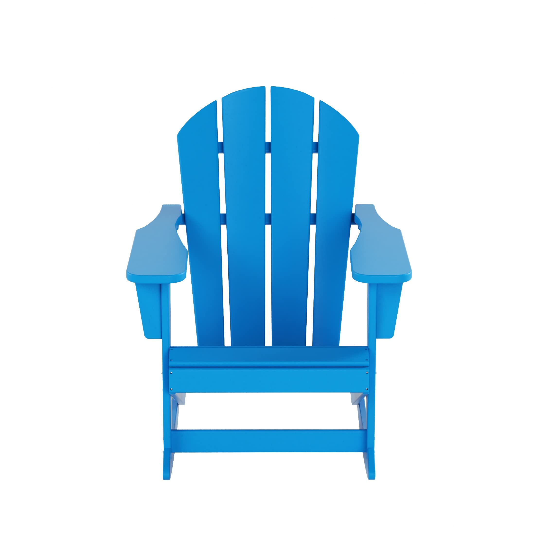 WO Home Furniture 3-Piece Patio Rocking Chair Set - Classic Outdoor Adirondack Rocker Chairs & Table in Pacific Blue - Perfect for Backyard, Garden, Porch & Poolside Relaxation
