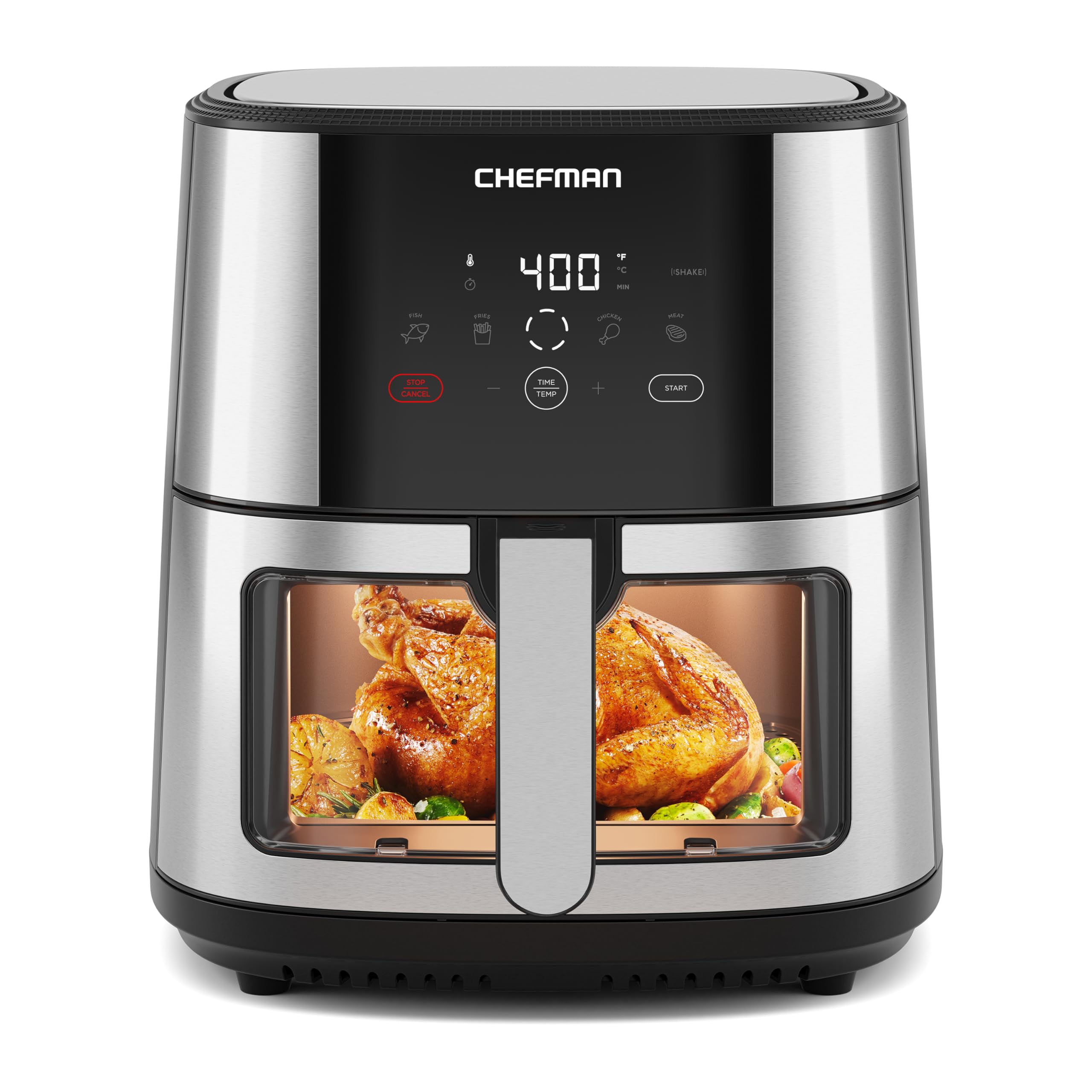 CHEFMAN 8 Qt Digital Air Fryer with Viewing Window - Family Size, Nonstick & Dishwasher Safe Basket, 4 Presets for Roasting, Baking, Dehydrating | Perfect for Healthy Cooking, Quick Meals & Family Dinners