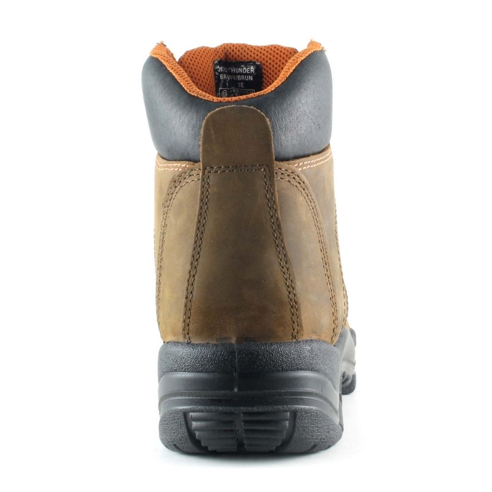 JB Goodhue Thunder Men's 6-Inch Composite Toe Work Boots - Safety Shoes for Construction, Warehouse & Outdoor Work (Brown, Model 30750) | Slip Resistant & Electrical Hazard Protection