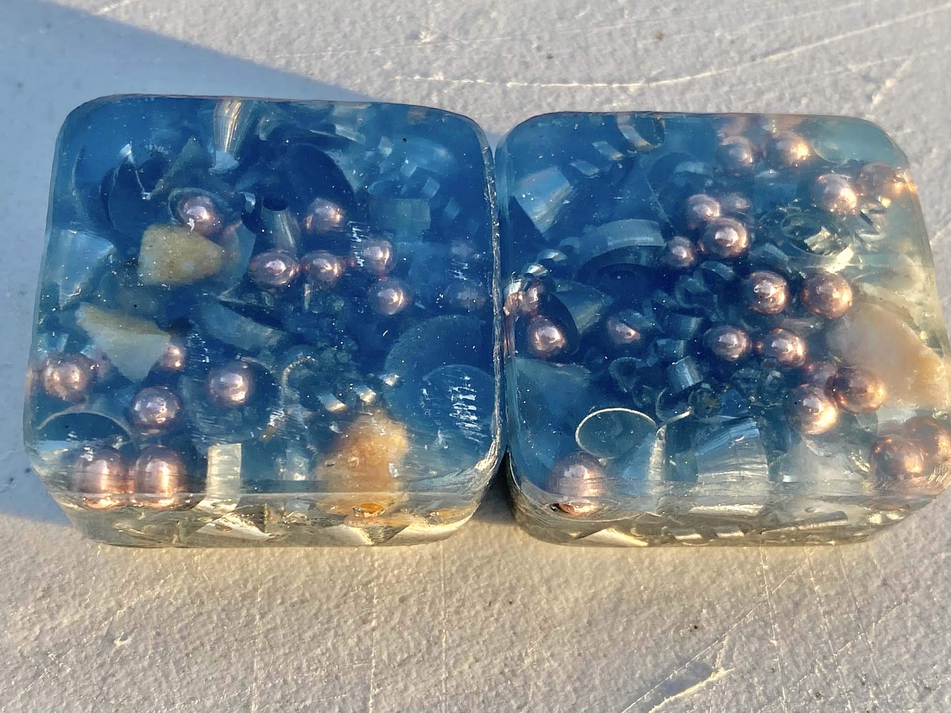 Light Blue Steel Mini Cube Tower - Orgone Energy Generator with Crystal & Healing Stones for Positive Energy, Meditation & Home Decor