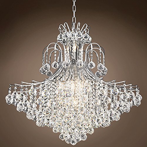 15-Light Chrome Chandelier with Crystals for Dining Room