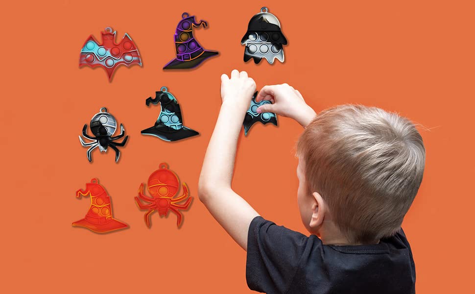 30 Pcs Halloween Pop It Keychain - Simple Silicone Stress Relief Fidget Toy for Kids & Adults - Bubble Push Sensory Anxiety Relief - Perfect for Halloween Party Favors, Classroom Rewards & Travel Stress Relief