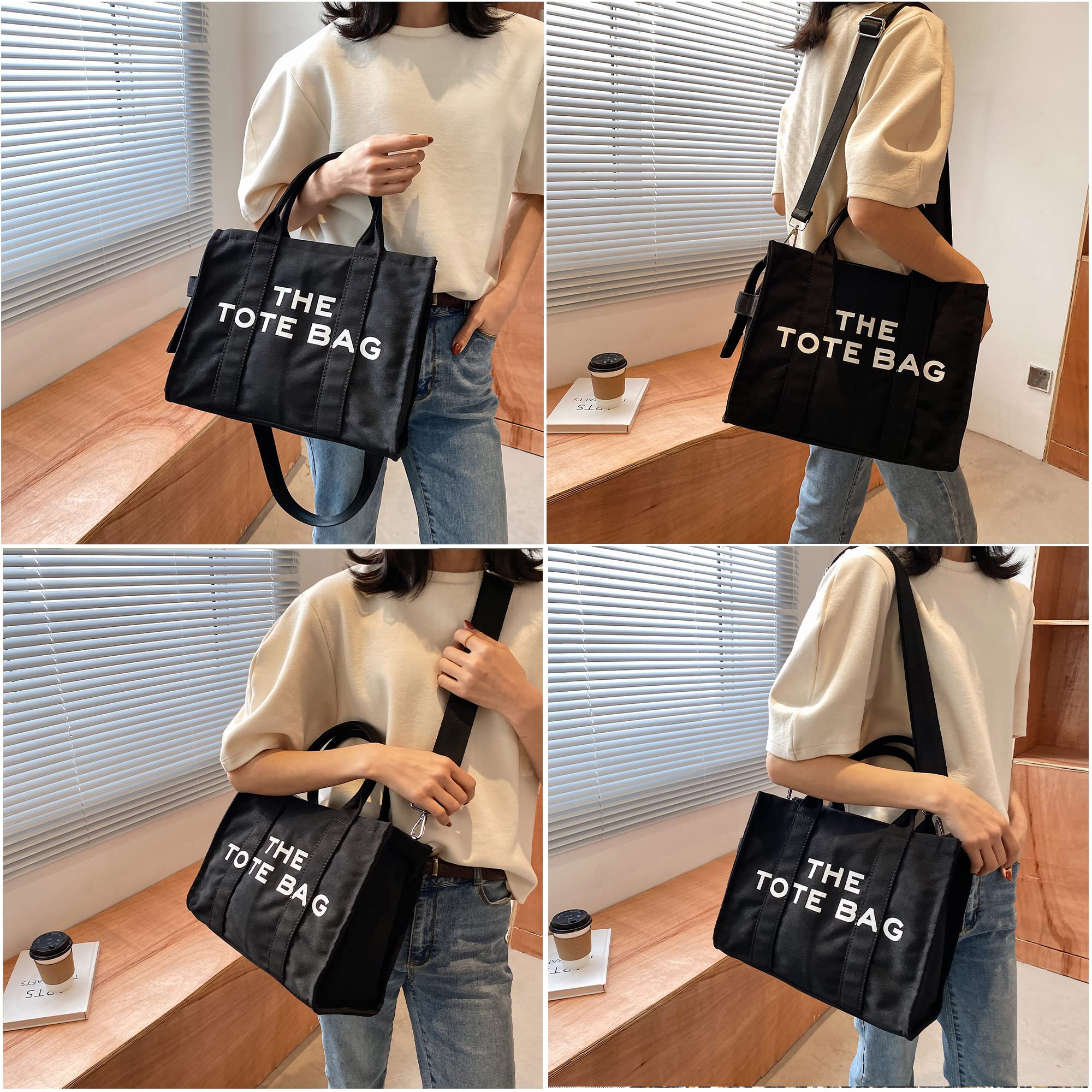 Stylish Women's Tote Bags with Zipper - Canvas, PU Leather & Denim Crossbody Shoulder Bags for Office Work, Travel & Everyday Use | Durable & Fashionable Handbag Purse