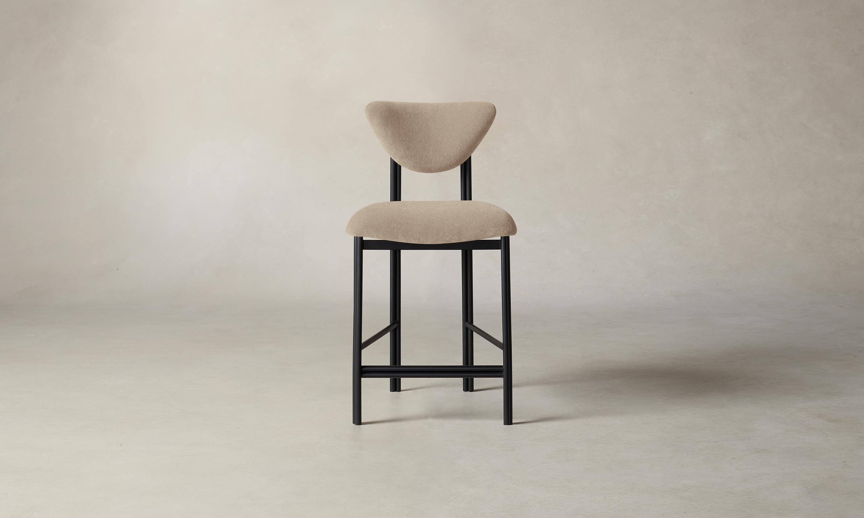 Premium Cooper Counter Stool with Performance Velvet Upholstery in Taupe - Perfect for Kitchen Islands, Breakfast Bars & Modern Dining Areas