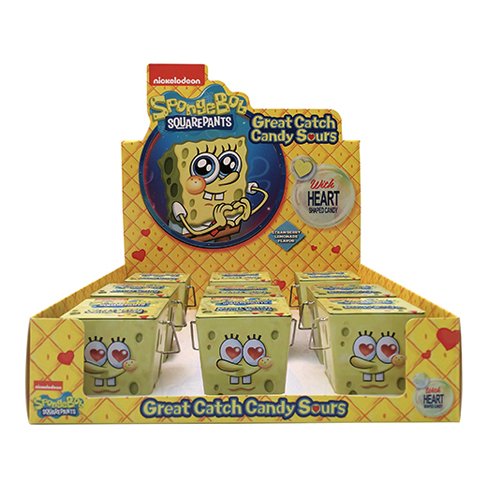 SpongeBob Great Catch Candy Sours - Strawberry Lemonade Flavored Heart-Shaped Candies (3-Pack) | Perfect for Birthday Parties, Halloween Treats & Cartoon-Themed Gifts