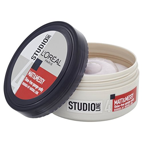 L'Oreal Paris Studio Line 4 Matt & Messy Shine Free Sponge Putty - 150ml Hair Styling Wax for Men & Women - Perfect for Textured, Messy, and Matte Hairstyles - Salon-Quality Hold for All-Day Volume and Definition