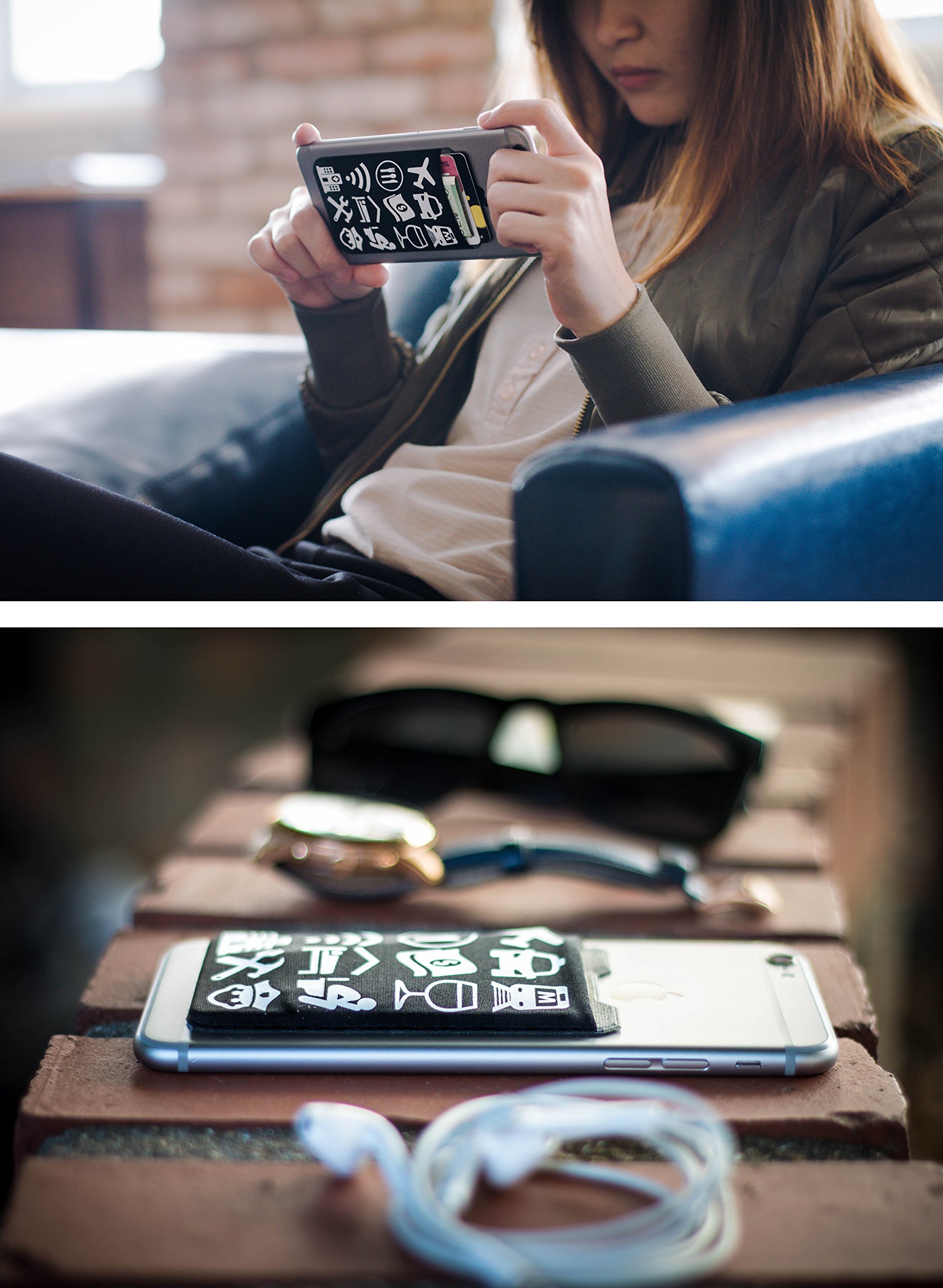 Gecko Stick-On Lycra Phone Wallet & Card Holder - Adhesive Phone Stand Pouch for Credit Cards, Cash & ID - Perfect for Travel, Work & Daily Use