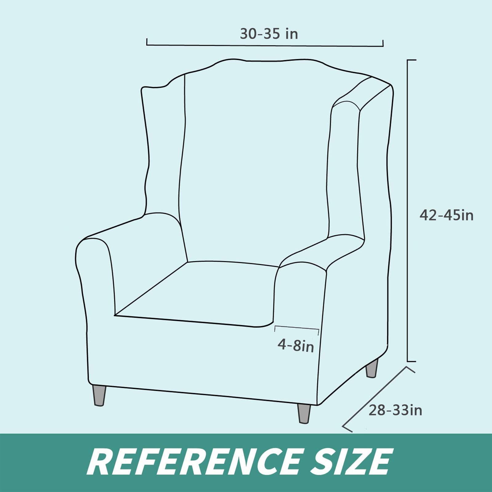 YEMYHOM Jacquard Wingback Chair Slipcover - Stretch Non-Slip Furniture Protector with Foam Rods for Living Room, Wing Chair Cover in Khaki | Perfect for Home Decor, Sofa Protection & Comfortable Seating