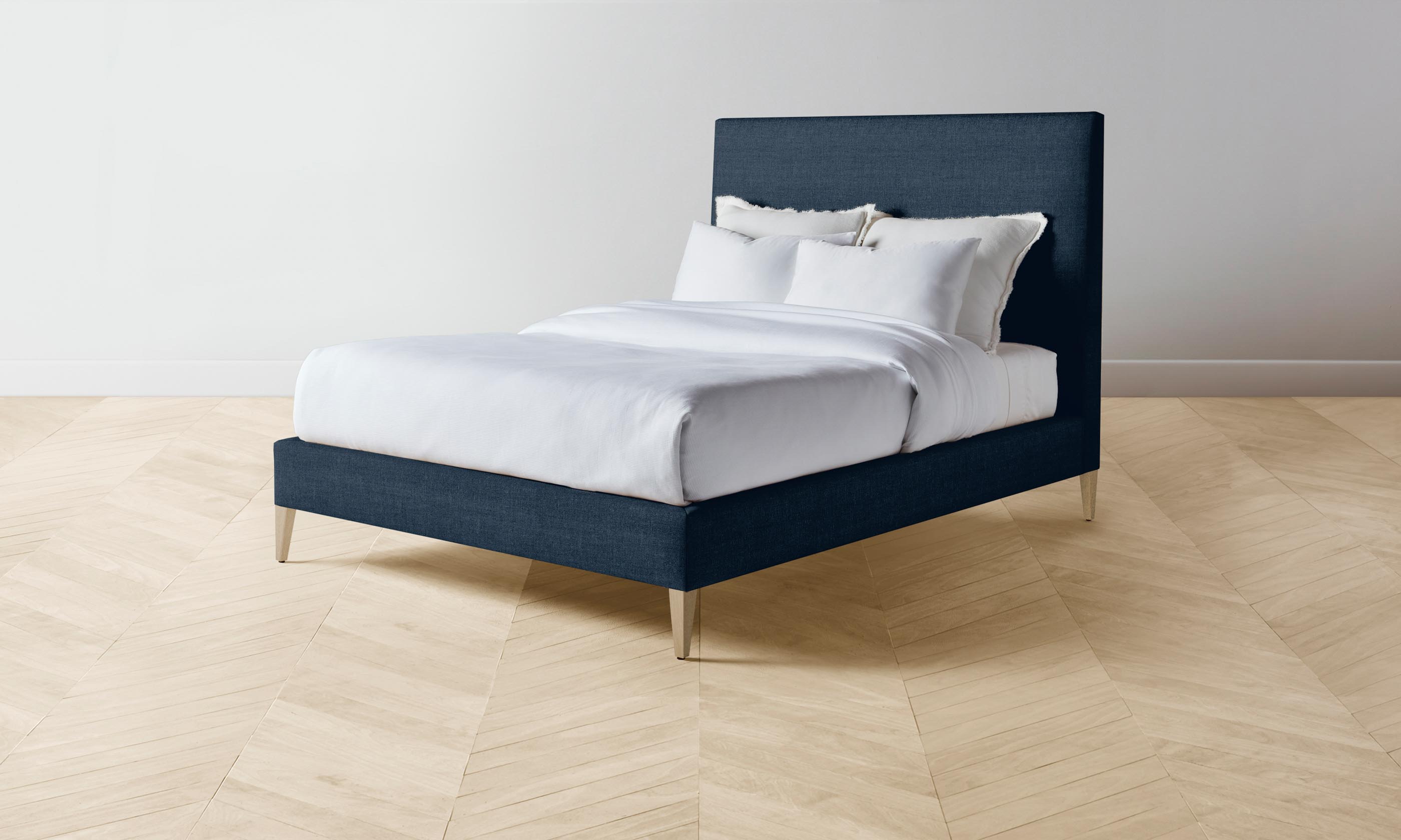 Essex Bed - Premium Performance Linen Weave Bay Bed Frame | Modern Bedroom Furniture for Home & Guest Room Decor