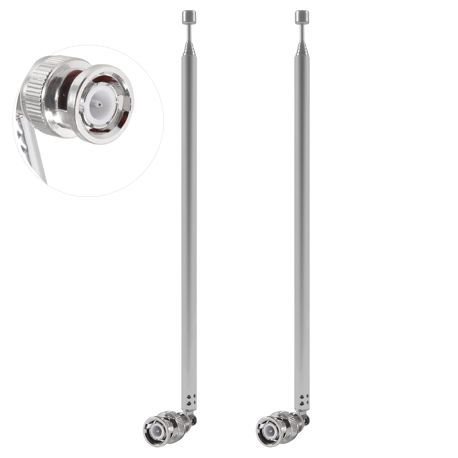 2-Pack Police Radio Scanner Antennas - BNC Male 7-Section Telescopic 20-1300MHz for Two Way Radios, Walkie Talkies & Emergency Communication - Ideal for Law Enforcement, Security & Outdoor Adventures