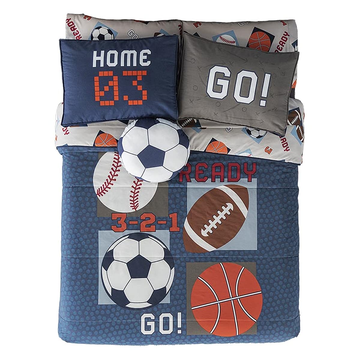 3-Piece Sports Theme Twin-Size Microfiber Comforter Set - Soft & Breathable Bedding for Kids & Teens - Perfect for Boys' Bedrooms, Dorm Rooms & Sports Themed Decor