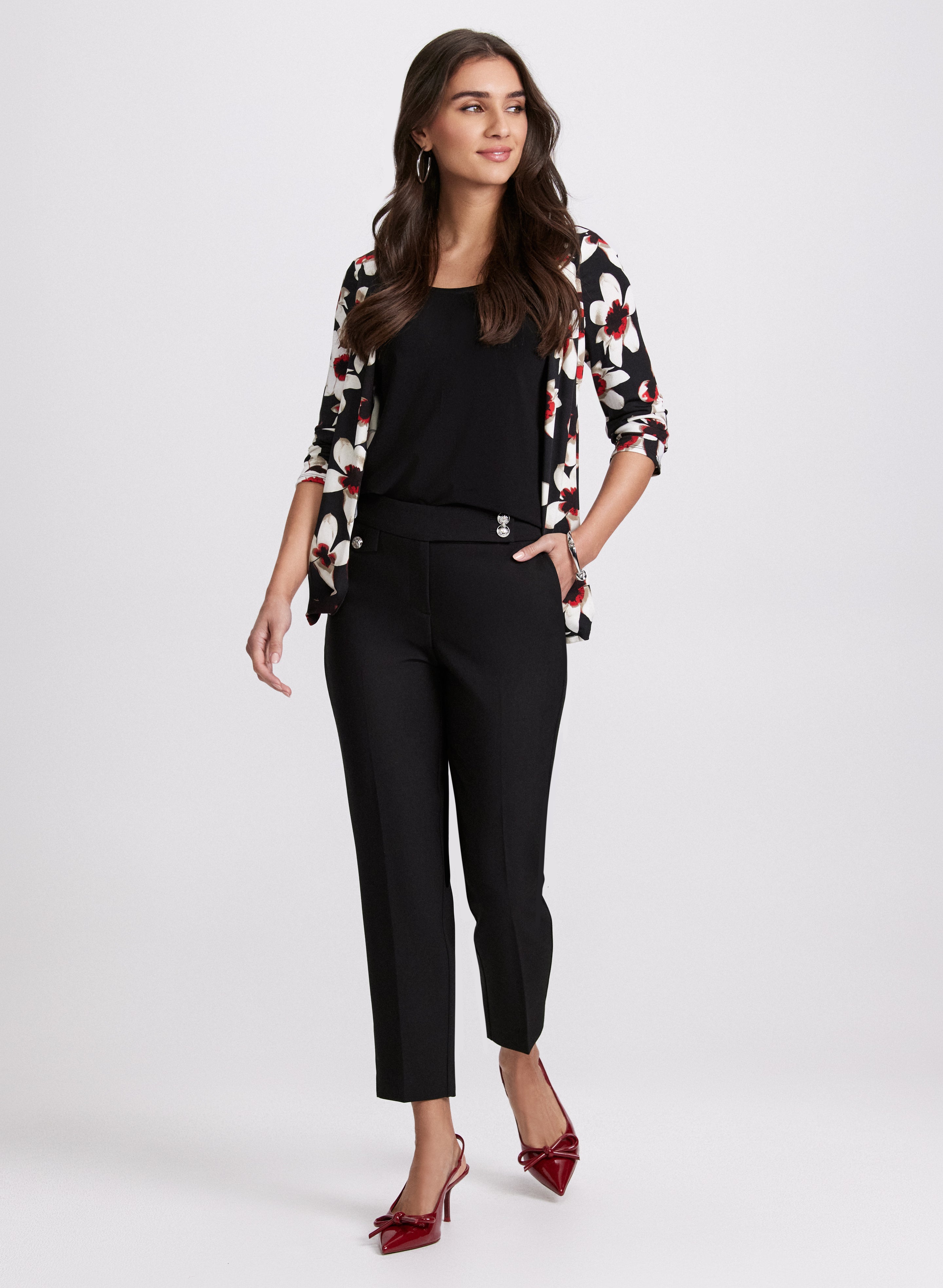 Floral Print Layered Illusion Top for Women - Elegant Blouse for Casual Wear, Date Night & Office Outfits
