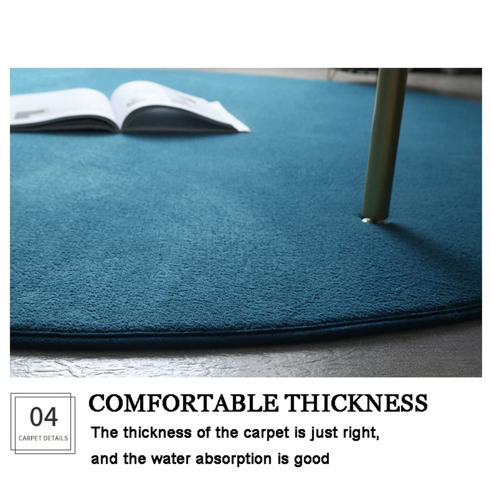 Ultra Soft Solid Round Area Rug 3.9' x 3.9' - Non-Slip Coral Fleece Carpet for Living Room, Bedroom & Bathroom - Modern Blue Home Decor Indoor/Outdoor Rug - Perfect for Cozy Spaces, Yoga Mats & Pet Areas
