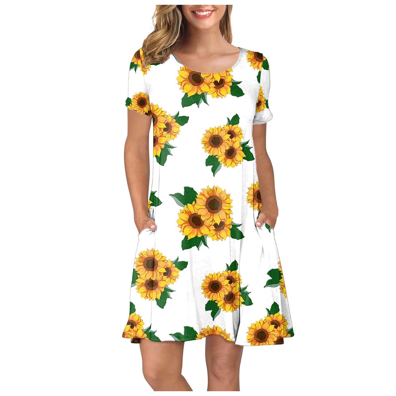 Women's Summer Maxi Dresses - Floral Print Casual Sundress with Round Neck for Beach, Vacation & Outdoor Activities | Sexy Loose Fit Long Dress for Girls & Women