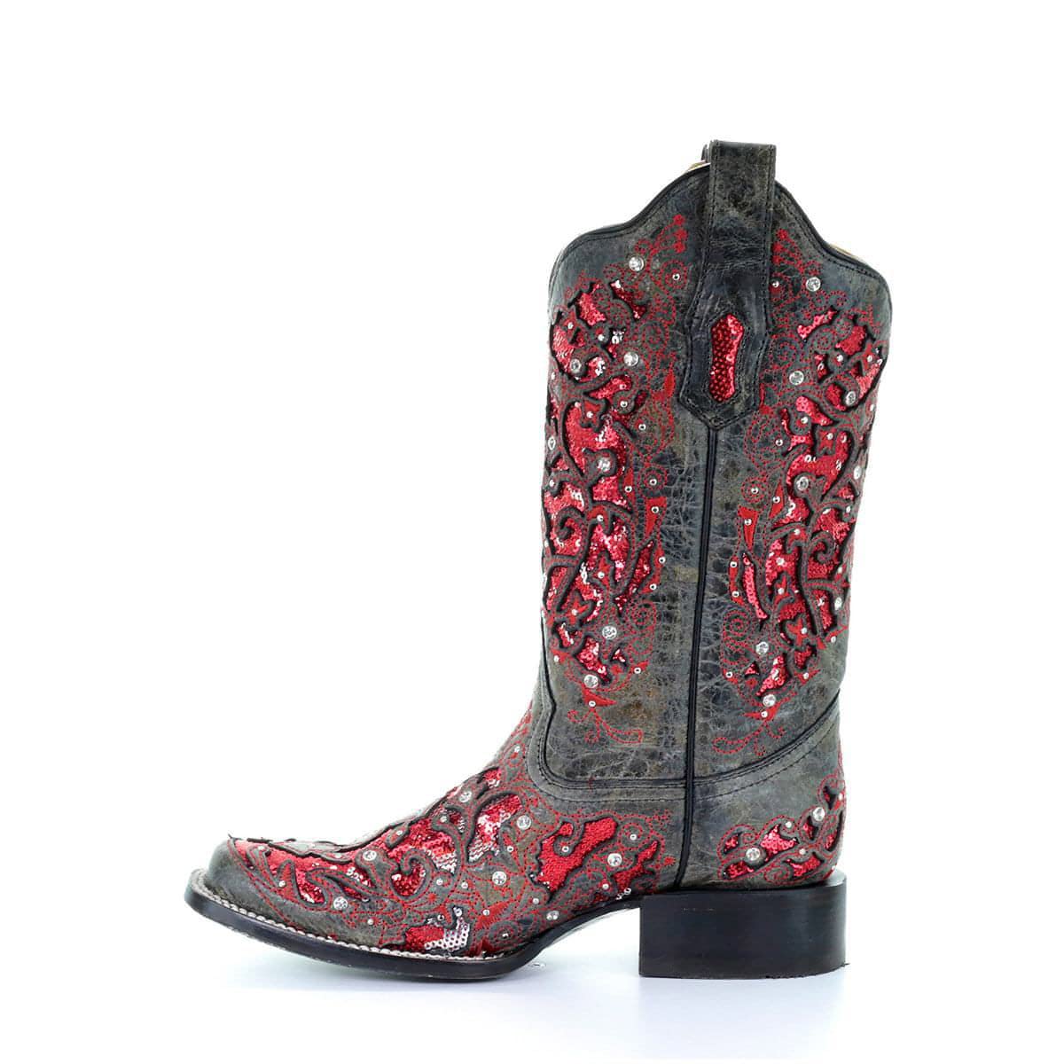 CORRAL White Glitter & Crystals Women's Square Toe Western Boots A3397 - Stylish Cowgirl Boots for Rodeo, Country Dance & Western Fashion