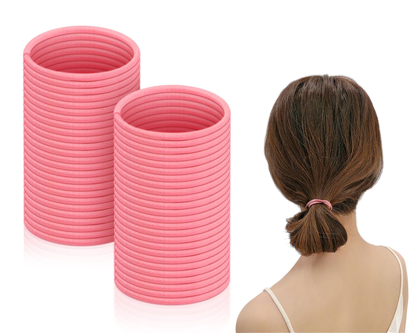 DS. DISTINCTIVE STYLE 50-Pack 2.5mm Elastic Hair Bands - Soft Ponytail Holders for Women & Girls (Pink) | Perfect for School, Workout, Yoga & Daily Styling