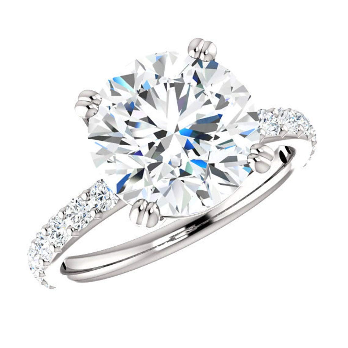 4 Carat Round Moissanite Engagement Ring - Vintage Solitaire Wedding Band with 4-Prong Halo Setting in Sterling Silver - Perfect for Proposals, Anniversaries & Romantic Gifts by Neerja Jewels
