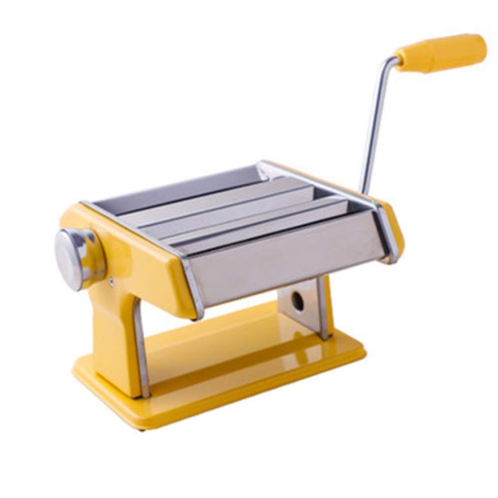 JF-XUAN Manual Pasta Maker Machine for Homemade Spaghetti & Fettuccine - Yellow Hand Crank Noodle Maker with Adjustable Thickness - Perfect for Italian Cooking, Family Dinners & DIY Pasta Making