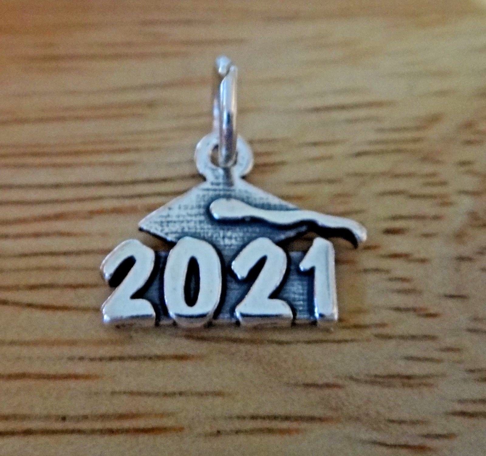 2024 Sterling Silver 15x12mm Graduation Cap Charm - High School & College Jewelry Making Supplies for Pendants, Bracelets & DIY Crafts | Perfect for Graduation Gifts & Party Favors