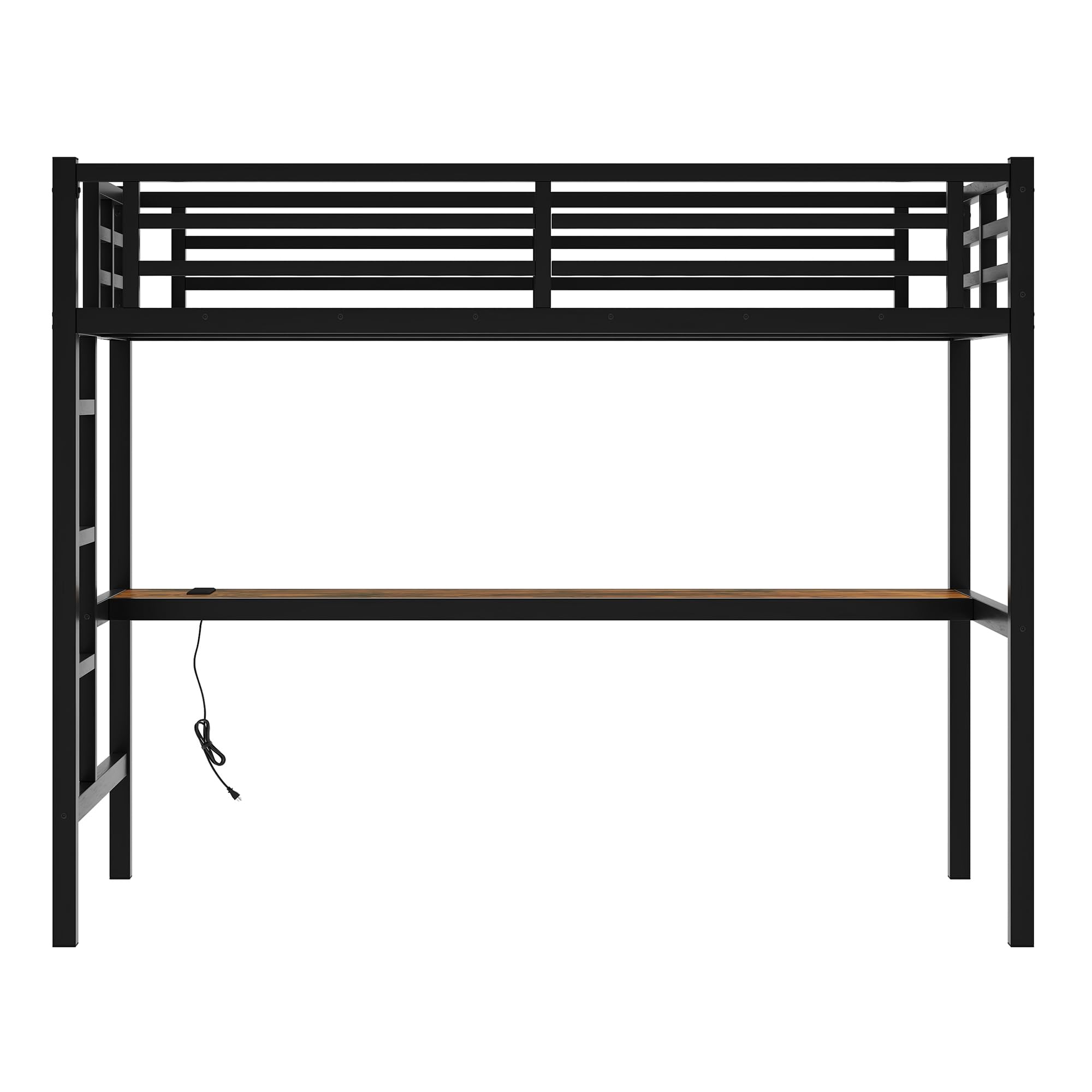 Bellemave Twin XL Loft Bed with Desk - Sturdy Metal Frame for Adults, Kids & Teens - Space-Saving Black Loft Bed for Small Rooms, Dorms & Apartments - Perfect Study & Sleep Solution
