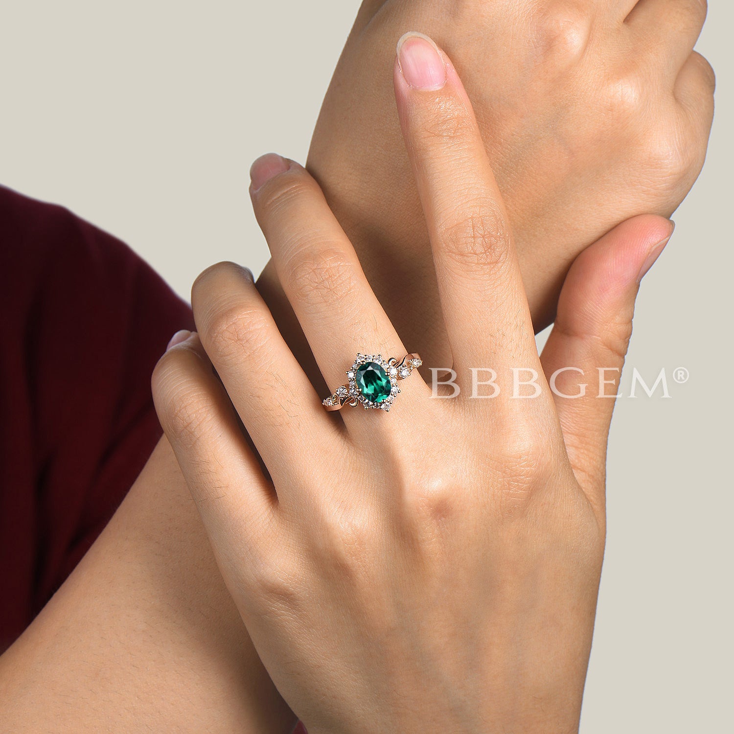 Oval Cut Emerald Engagement Ring 14k Yellow Gold Snowdrift Halo Diamond Ring for Women - Perfect for Proposals, Anniversaries & Bridal Jewelry