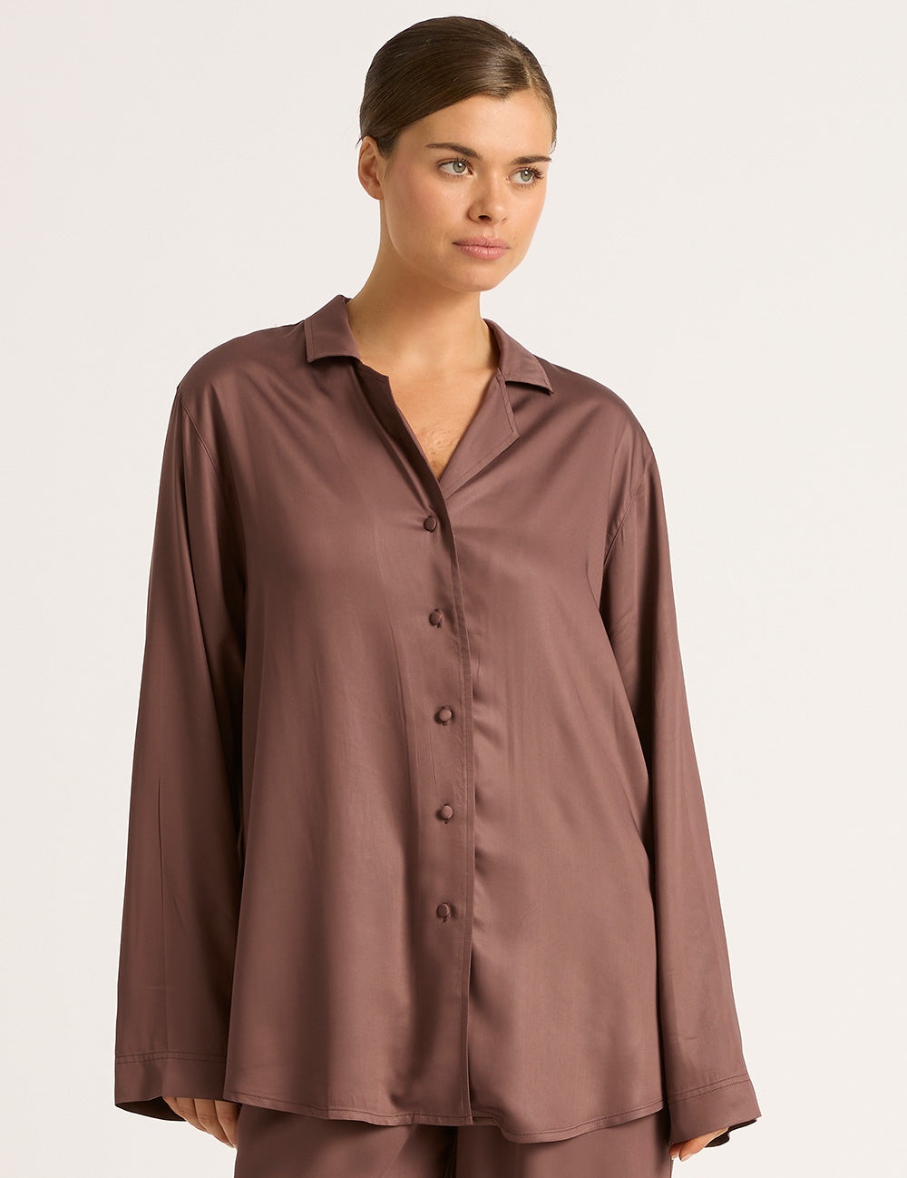 Vegan Silk Long Sleeve Shirt for Women - Soft & Breathable Garnet Red Blouse - Perfect for Office Wear, Date Night & Special Occasions