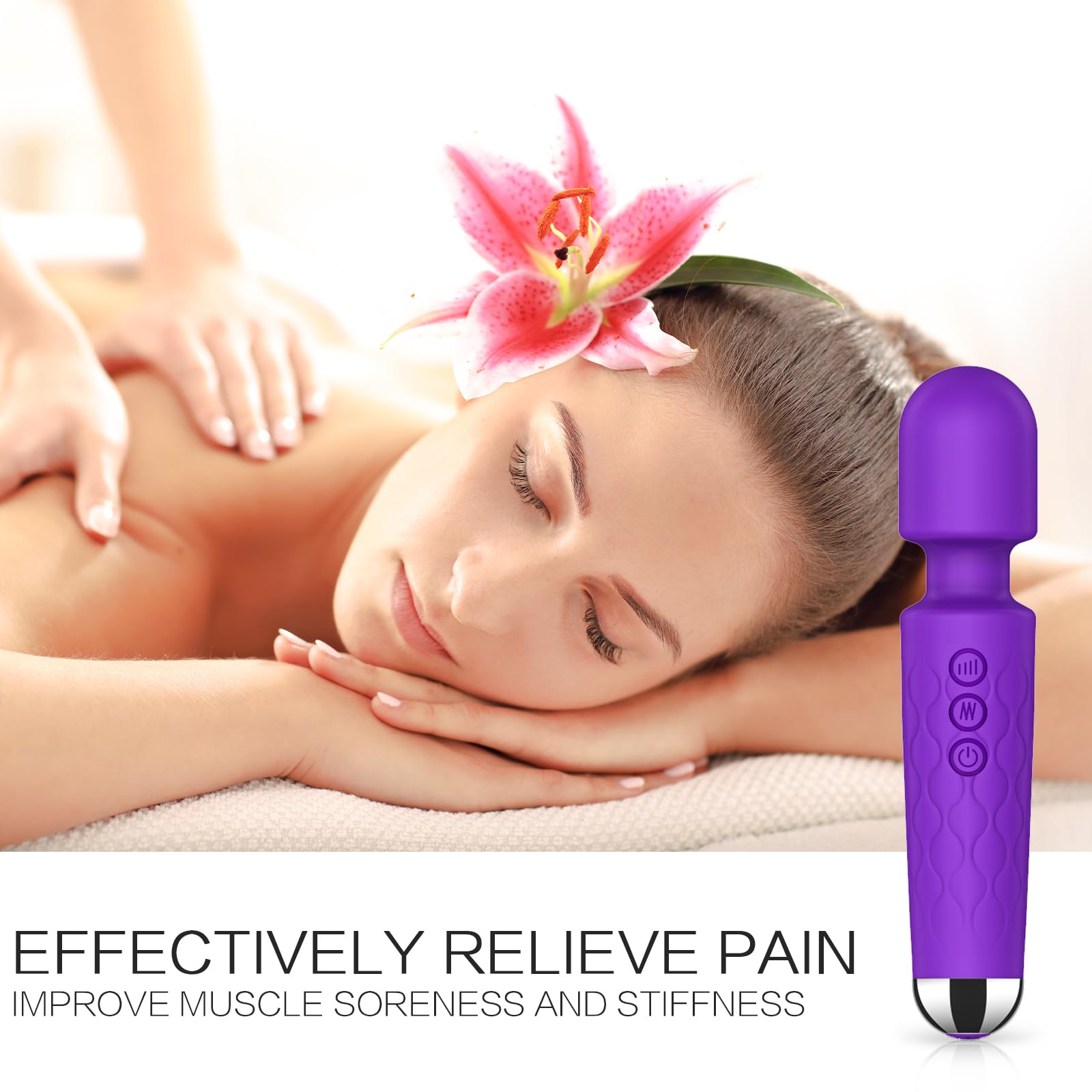 8-Speed G Spot Vibrator Wand with 20 Patterns - Powerful Clitoral Stimulator for Women, Couples Adult Sex Toy - Purple - Perfect for Solo Play & Romantic Nights