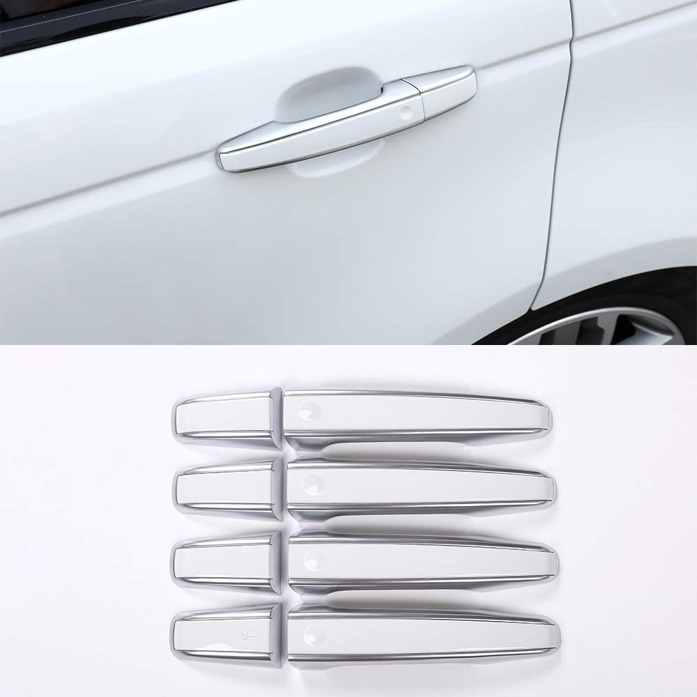 4 Colors Chrome Replacement Car External Door Handle Cover Trim 8pcs - Compatible with Land Rover Range Rover Evoque/Sport/Vogue & Discovery Sport/5 LHD (White, Silver) - Upgrade Your Vehicle's Style & Protection for Daily Driving & Off-Road Adventures