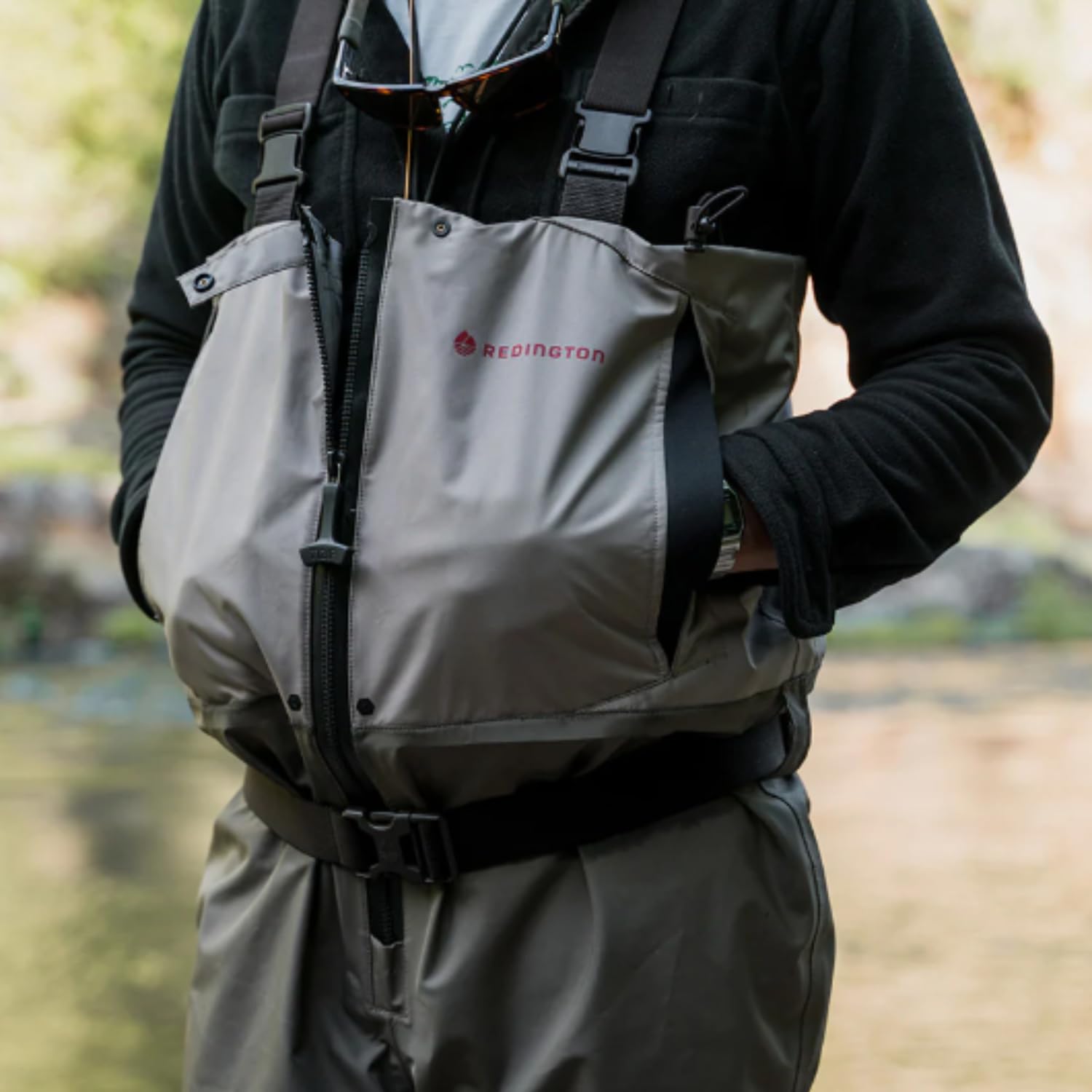 Redington Men's Escape Zip Up Chest High Waders - Waterproof Fly Fishing Waders for Men in Boulder/Slate - Ideal for Stream, River & Lake Fishing Adventures