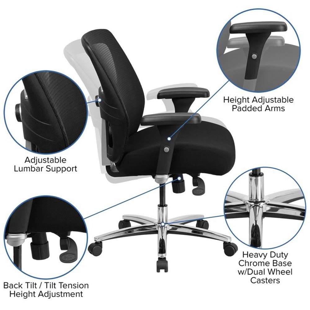 UrbanPro Contemporary Big and Tall Swivel Office Chair - Black Ergonomic Executive Chair for Heavy Duty Use - Perfect for Home Office, Gaming & Workspace Comfort