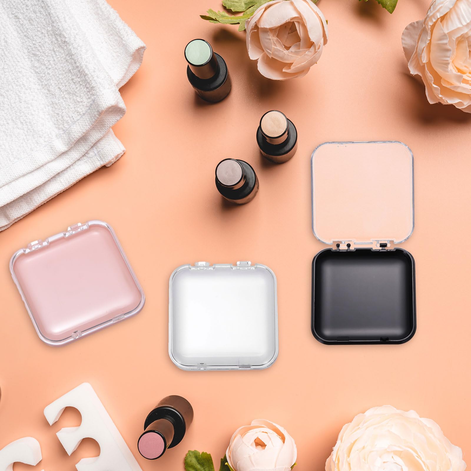 uxcell 2 Pack Clear Acrylic Press-On Nail Storage Box with Adhesive Double-Sided Tape - Nail Salon & Home Organization Display Case for Artificial Nails, Manicure Supplies & Beauty Accessories - Perfect for Salon Professionals & DIY Nail Enthusiasts