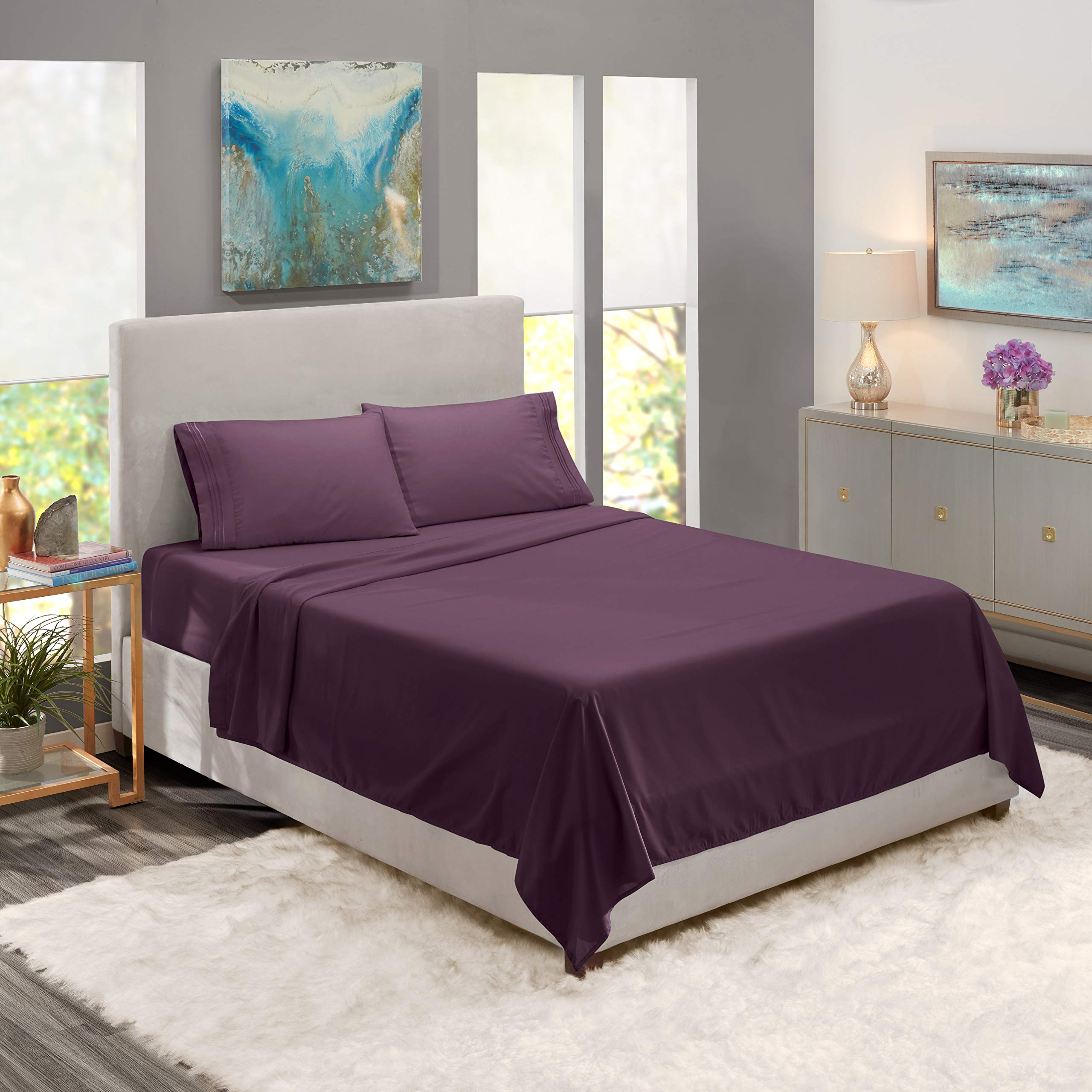 Nestl Bed in a Bag - Ultra Soft Down Alternative Comforter & 4-Piece Sheet Set - King Size - Grey/Black - Perfect for Cozy Bedrooms & Guest Rooms