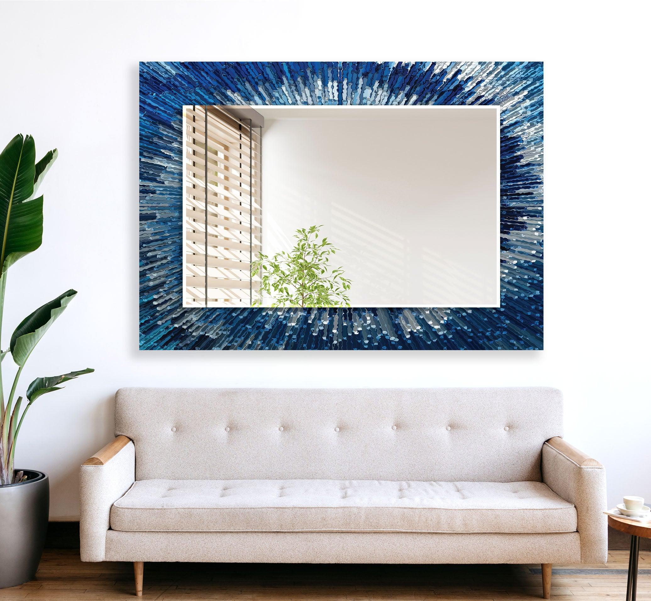 Blue Splash Wall Mirror - Decorative Bathroom & Bedroom Mirror - Shatterproof & Stylish Home Decor for Modern Living Spaces