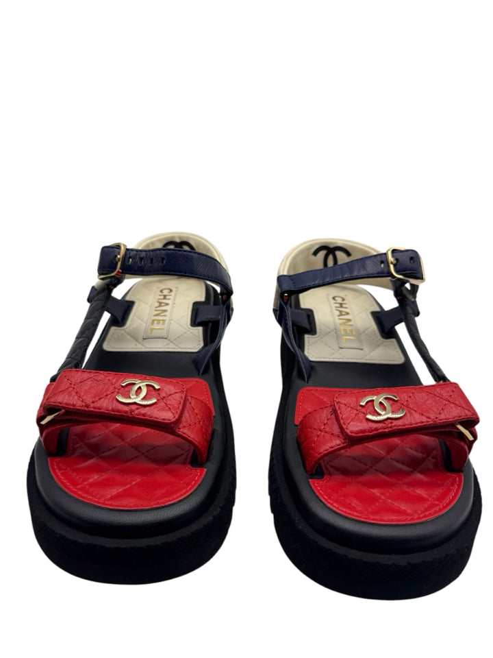 Chanel Women's Lambskin Logo Platform Shoes Size 37.5 (US 7.5) - Luxury High Heels for Parties, Weddings & Special Occasions