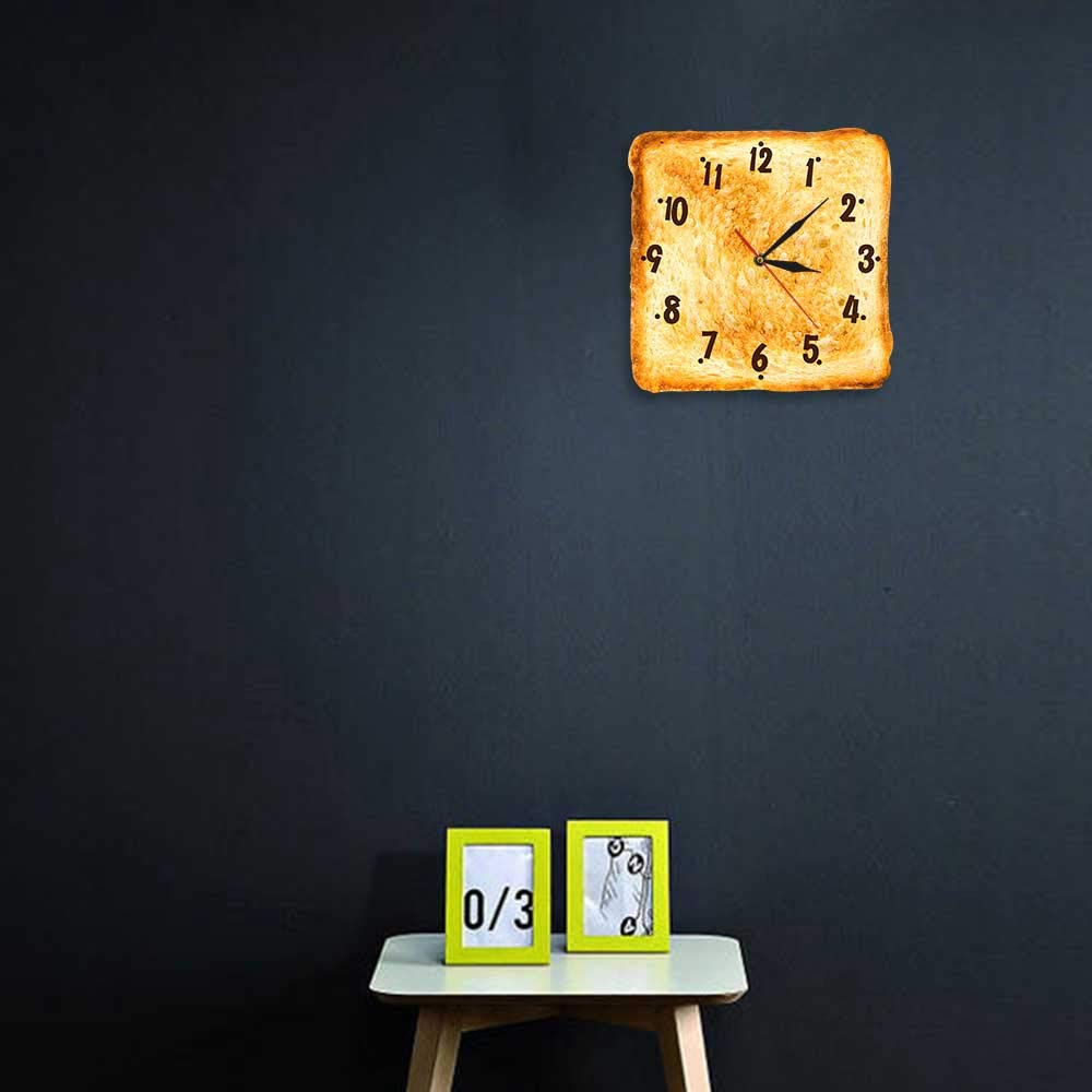 Realistic Toasted Bread Wall Clock - Silent Non-Ticking Quartz Kitchen Watch for Home & Bakery Decor | Perfect for Dining Room, Cafe, and Retro Kitchen Wall Art